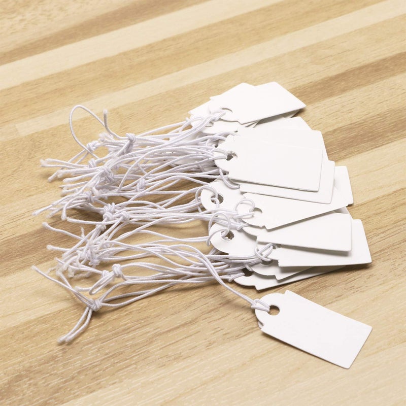 Shapenty Small Blank Writable Paper Price Marking Tags Label Gift Clothing Display Tags with Hanging String for Craft Homemade Jewelry Ornaments Pricing, 25x13mm,100PCS (White) - Image 2